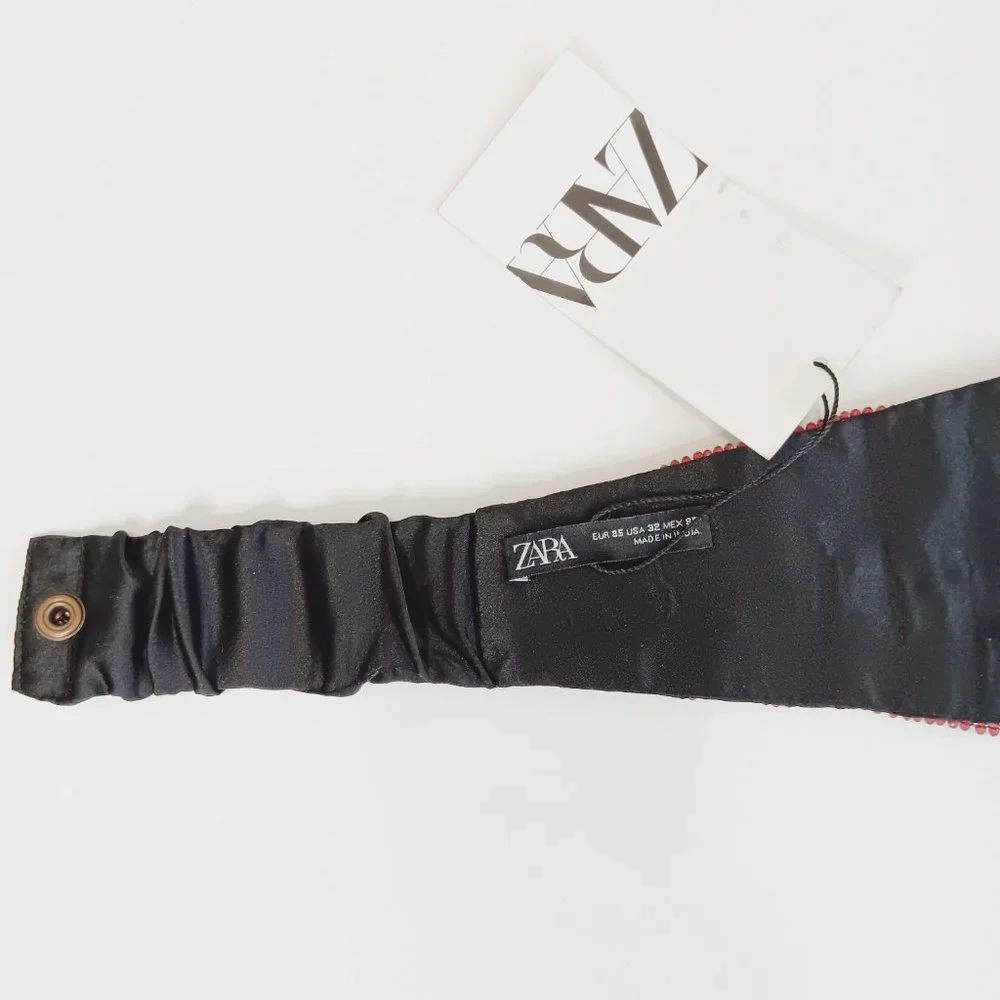 ZARA Women's Purple Beaded Sash Belt 7521 037 611 Size 32/US 14